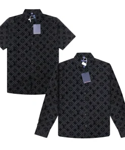 Sơ mi Louis Vuitton Monogram Velour (Đen)